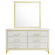 Jenny Wide Dresser with Mirror | Retro Modern Gold Legs | White BM340001