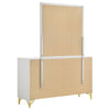 Jenny Wide Dresser with Mirror | Retro Modern Gold Legs | White BM340001
