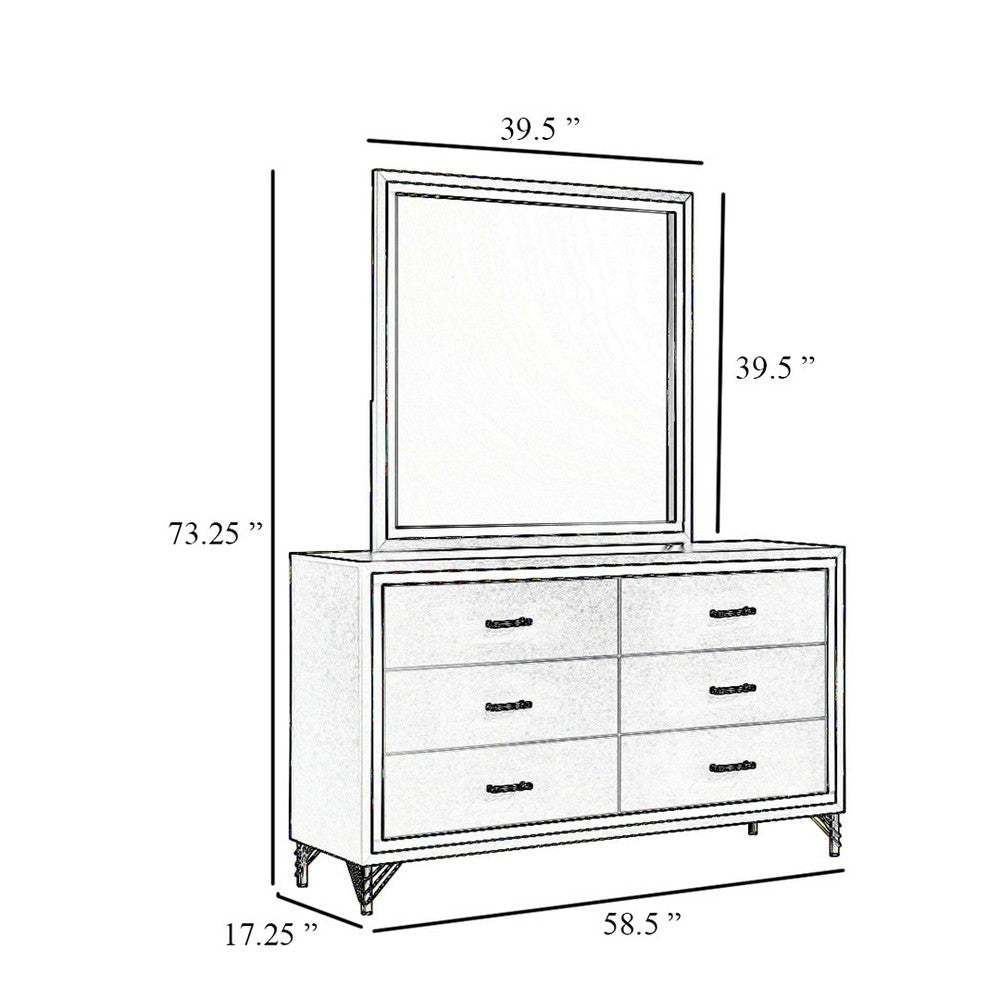 Jenny Wide Dresser with Mirror | Retro Modern Gold Legs | White BM340001