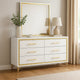 Jenny Wide Dresser with Mirror | Retro Modern Gold Legs | White BM340001