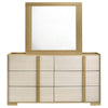 Hyle Wide Dresser with Mirror and 6 Drawers | Retro Brown and White BM340002