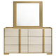 Hyle Wide Dresser with Mirror and 6 Drawers | Retro Brown and White BM340002