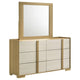 Hyle Wide Dresser with Mirror and 6 Drawers | Retro Brown and White