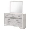 Vino Wide Dresser with Mirror | 7 Drawer Modern White | Chrome Accent BM340003