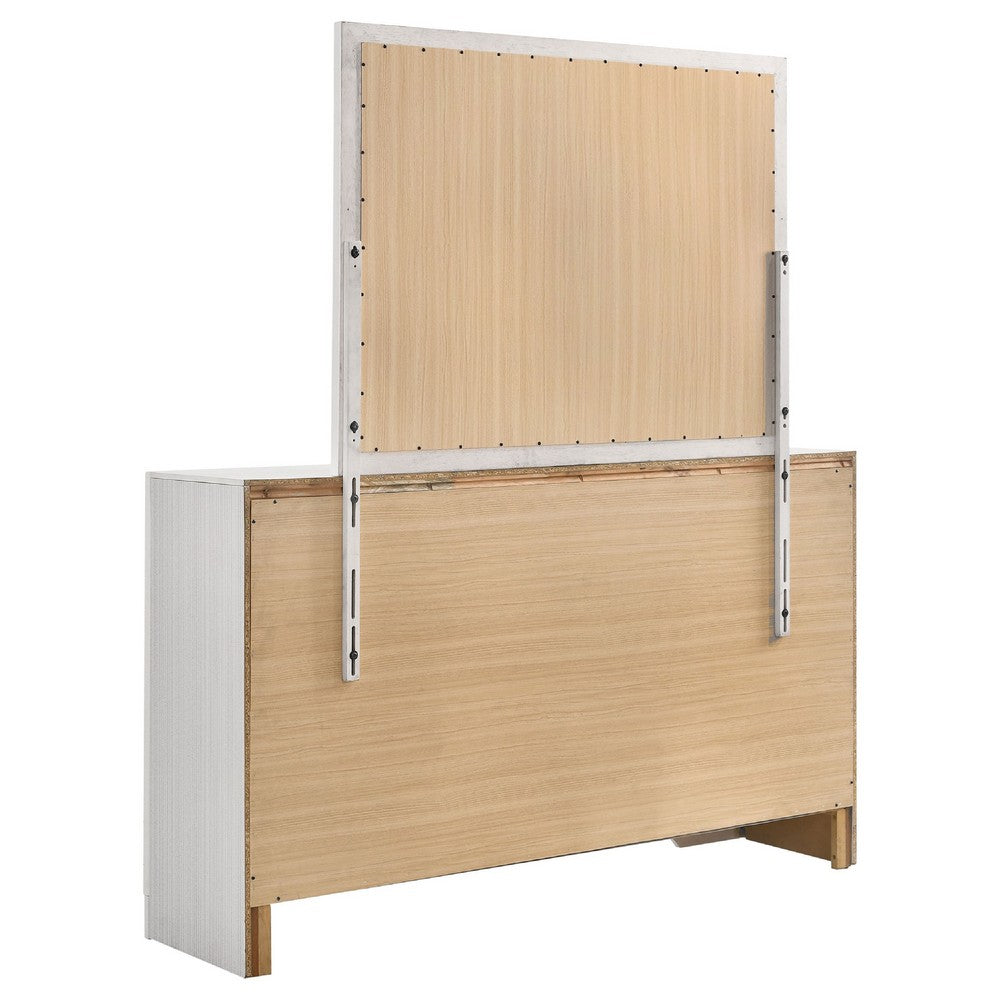 Vino Wide Dresser with Mirror | 7 Drawer Modern White | Chrome Accent