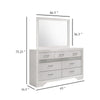 Vino Wide Dresser with Mirror | 7 Drawer Modern White | Chrome Accent BM340003