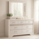 Vino Wide Dresser with Mirror | 7 Drawer Modern White | Chrome Accent
