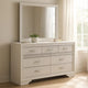 Vino Wide Dresser with Mirror | 7 Drawer Modern White | Chrome Accent