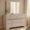 Vino Wide Dresser with Mirror | 7 Drawer Modern White | Chrome Accent