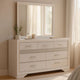 Vino Wide Dresser with Mirror | 7 Drawer Modern White | Chrome Accent