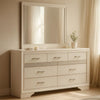 Vino Wide Dresser with Mirror | 7 Drawer Modern White | Chrome Accent