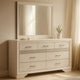 Vino Wide Dresser with Mirror | 7 Drawer Modern White | Chrome Accent