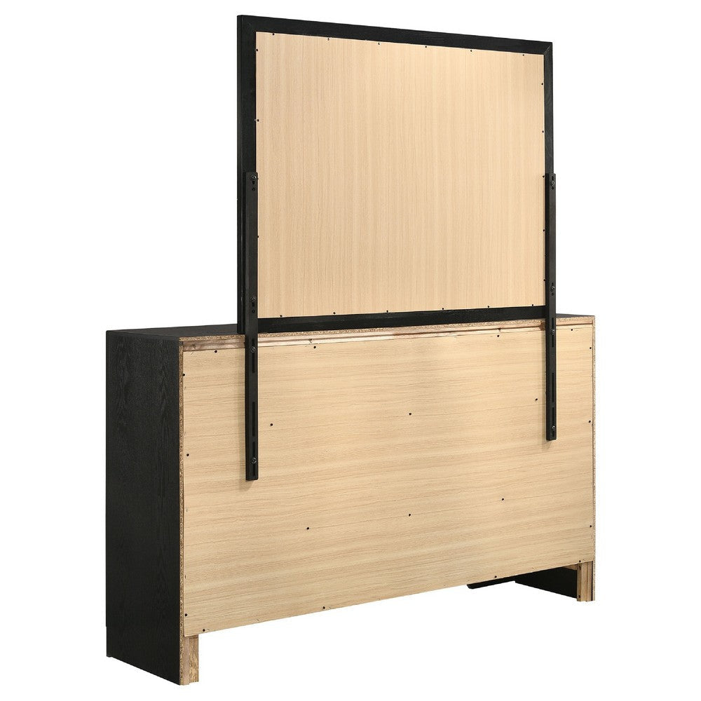 Vino Wide Dresser with Mirror | 7 Drawer Modern Black | Chrome Accent BM340004
