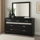 Vino Wide Dresser with Mirror | 7 Drawer Modern Black | Chrome Accent BM340004