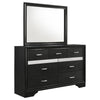 Vino Wide Dresser with Mirror | 7 Drawer Modern Black | Chrome Accent