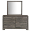 Reay Wide Dresser and Mirror with Mitered Trim | Brown Oak Wood BM340005