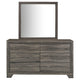 Reay Wide Dresser and Mirror with Mitered Trim | Brown Oak Wood BM340005