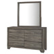 Reay Wide Dresser and Mirror with Mitered Trim | Brown Oak Wood BM340005