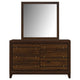 Yels Wide Dresser with Matching Mirror | 6 Drawers | Walnut Brown Wood BM340006