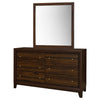 Yels Wide Dresser with Matching Mirror | 6 Drawers | Walnut Brown Wood BM340006