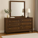 Yels Wide Dresser with Matching Mirror | 6 Drawers | Walnut Brown Wood BM340006