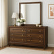 Yels Wide Dresser with Matching Mirror | 6 Drawers | Walnut Brown Wood