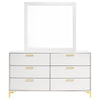 Dle Wide Dresser with Mirror | Gold Bracket Legs | Modern White Finish BM340007