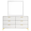 Dle Wide Dresser with Mirror | Gold Bracket Legs | Modern White Finish