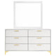 Dle Wide Dresser with Mirror | Gold Bracket Legs | Modern White Finish