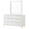 Dle Wide Dresser with Mirror | Gold Bracket Legs | Modern White Finish BM340007