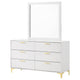 Dle Wide Dresser with Mirror | Gold Bracket Legs | Modern White Finish BM340007