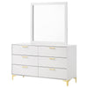 Dle Wide Dresser with Mirror | Gold Bracket Legs | Modern White Finish