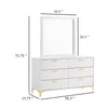 Dle Wide Dresser with Mirror | Gold Bracket Legs | Modern White Finish BM340007