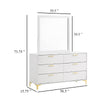 Dle Wide Dresser with Mirror | Gold Bracket Legs | Modern White Finish