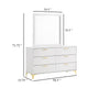 Dle Wide Dresser with Mirror | Gold Bracket Legs | Modern White Finish