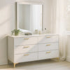 Dle Wide Dresser with Mirror | Gold Bracket Legs | Modern White Finish
