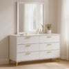 Dle Wide Dresser with Mirror | Gold Bracket Legs | Modern White Finish