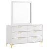 Dle Wide Dresser with Mirror | Gold Bracket Legs | Modern White Finish