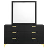 Dle Wide Dresser with Mirror | Gold Bracket Legs | Modern Black Finish BM340008