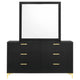 Dle Wide Dresser with Mirror | Gold Bracket Legs | Modern Black Finish BM340008
