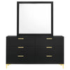 Dle Wide Dresser with Mirror | Gold Bracket Legs | Modern Black Finish
