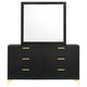 Dle Wide Dresser with Mirror | Gold Bracket Legs | Modern Black Finish