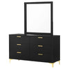 Dle Wide Dresser with Mirror | Gold Bracket Legs | Modern Black Finish BM340008
