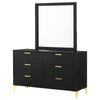 Dle Wide Dresser with Mirror | Gold Bracket Legs | Modern Black Finish