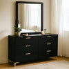 Dle Wide Dresser with Mirror | Gold Bracket Legs | Modern Black Finish
