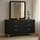 Dle Wide Dresser with Mirror | Gold Bracket Legs | Modern Black Finish