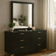 Dle Wide Dresser with Mirror | Gold Bracket Legs | Modern Black Finish