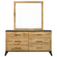 Wemy Wide Dresser with Matching Mirror | 6 Drawers | Brown Wood