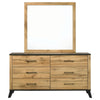 Wemy Wide Dresser with Matching Mirror | 6 Drawers | Brown Wood BM340009