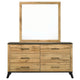 Wemy Wide Dresser with Matching Mirror | 6 Drawers | Brown Wood BM340009